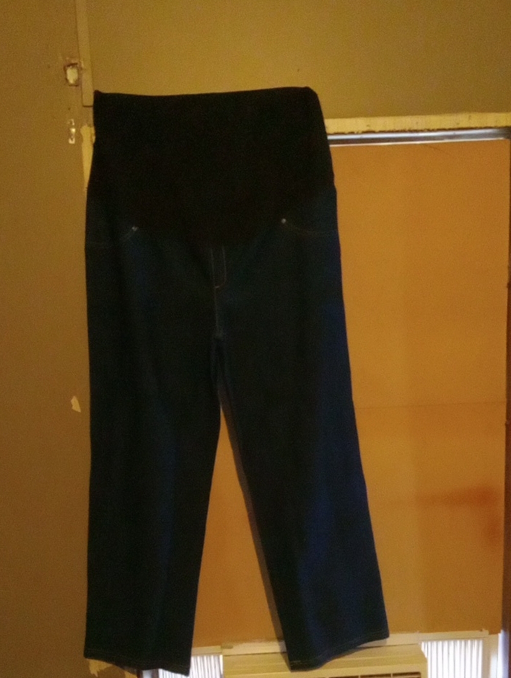 Time and Tru Dark Blue Maternity Jeans with Black Waist Panel